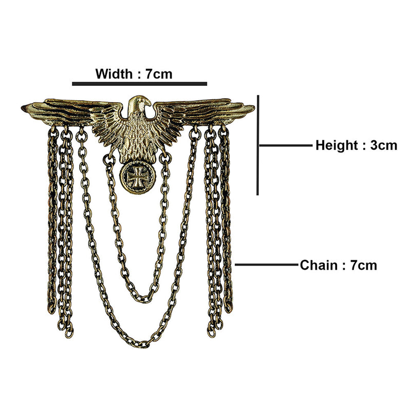 Mahi Antique Gold Plated Flying Eagle Chain Sherwani Brooch for Men (BP1101097G)
