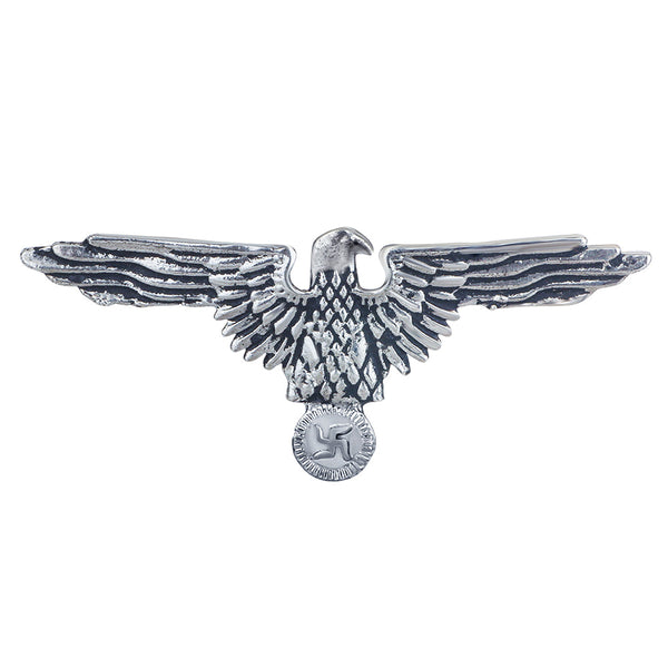 Mahi Oxidized Rhodium Plated Swastik and Flying Eagle Shaped Brooch for Men (BP1101109R)