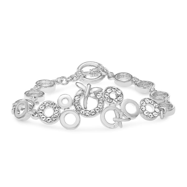 Mahi Rhodium Plated Captivating Bracelet With Crystals For Women