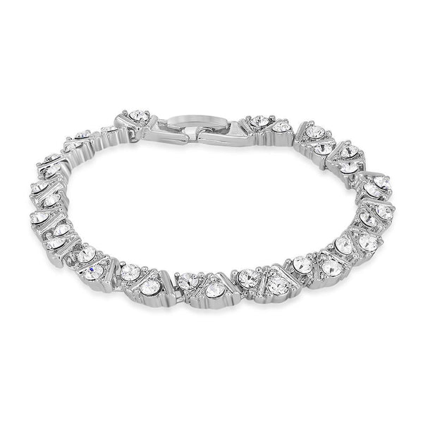 Mahi Rhodium Plated Special Moments Bracelet With Crystals For Women