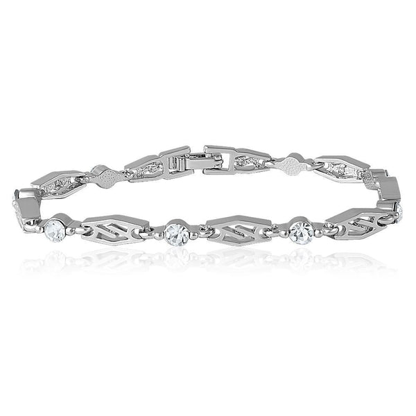 Mahi Rhodium Plated Cheerful Glam Bracelet With Crystal For Women