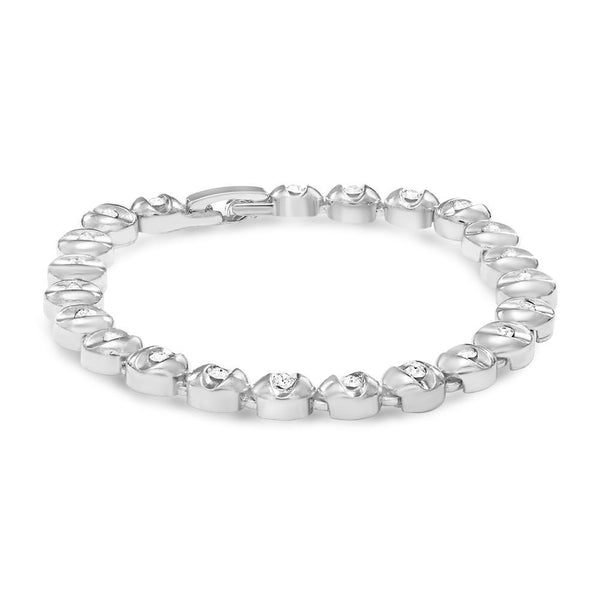 Mahi Rhodium Plated Resplendent Bracelet With Crystals For Women