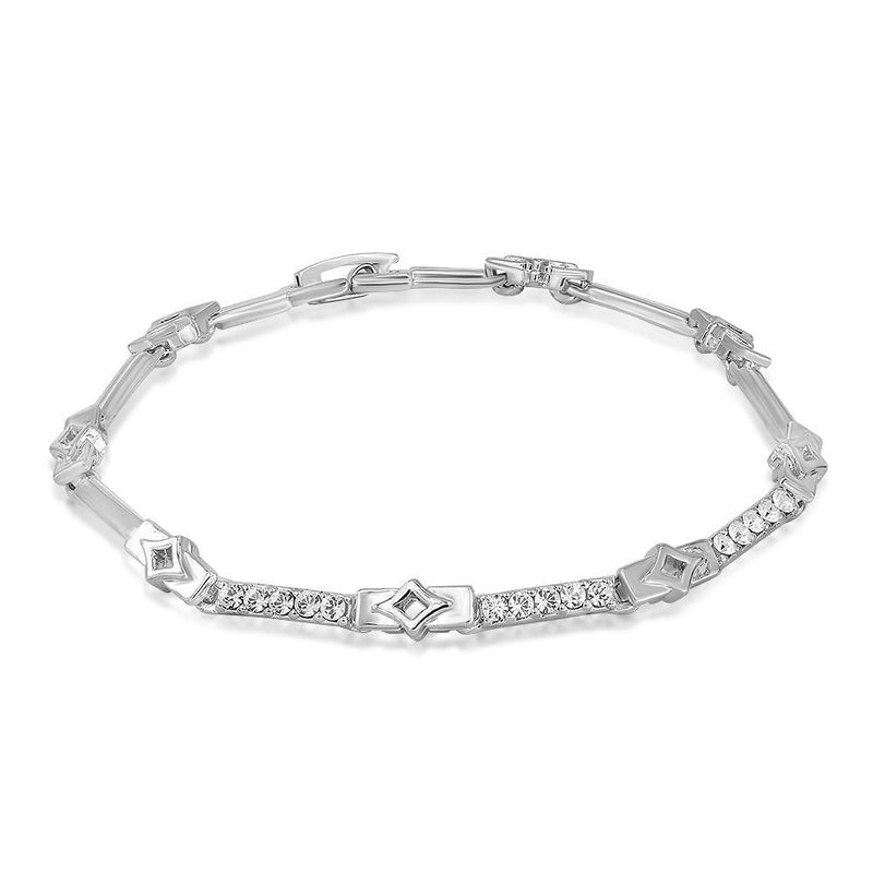 Mahi Rhodium Plated Radiant White Bracelet With Crystals For Women