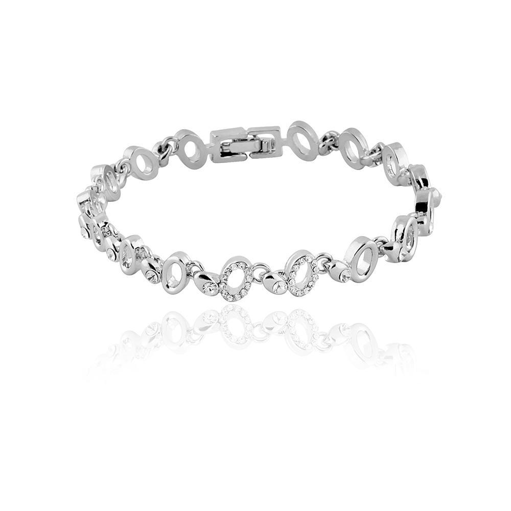 Mahi Rhodium Plated Shimmering Ellipse Bracelet With Crystal