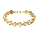 Mahi Crystal Square Pearl Gold Plated Bracelet For Women