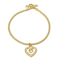 Mahi Valentine Crystal Heart Gold Plated Bracelet For Women