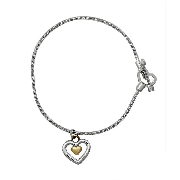 Mahi Valentine Crystal Heart Gold Rhodium Plated Bracelet For Women