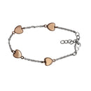 Mahi Valentine Crystal True Heart Rose Gold Rhodium Plated Bracelet