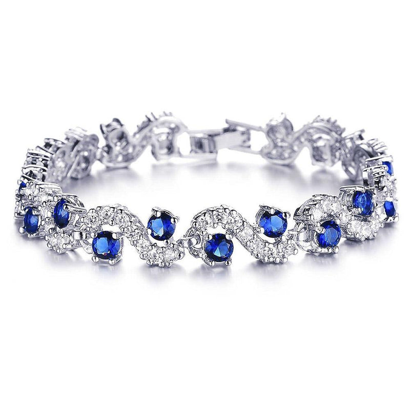 Mahi Rich Royal Blue Crystals Bracelet - BR1100276R