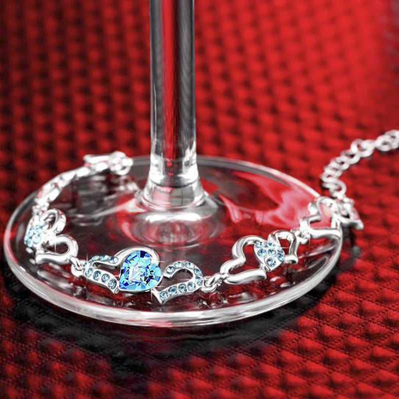Mahi Lovely Valentine Heart Link Bracelet with Glittering Crystal