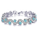 Mahi Rich Royal Aqua Blue Crystals Bracelet - BR1100281RBlu