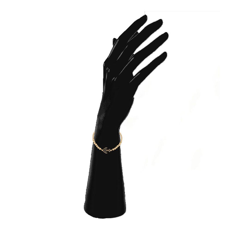 Mahi Magnificent Anchor Black Crystal Bracelet