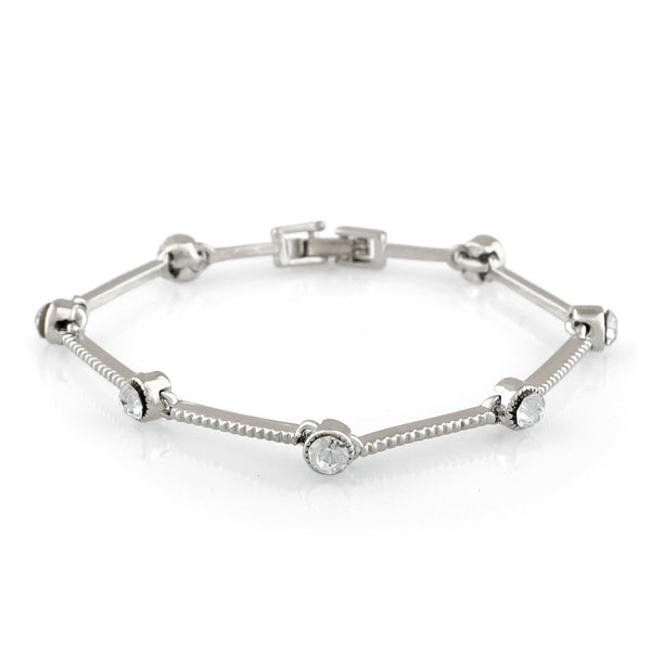 Mahi Rhodium Plated Elegant Valentine special Crystal Bracelet for girls and women - BR1100344RWhi