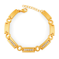 Mahi Gold Plated Enchanting Designer Crystal Bracelet for girls and women - BR1100346GWhi