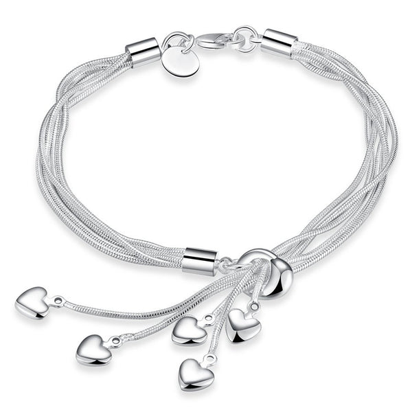 Mahi Heart Charm Rhodium Plated Bracelet for Women & Girls - BR1100366R