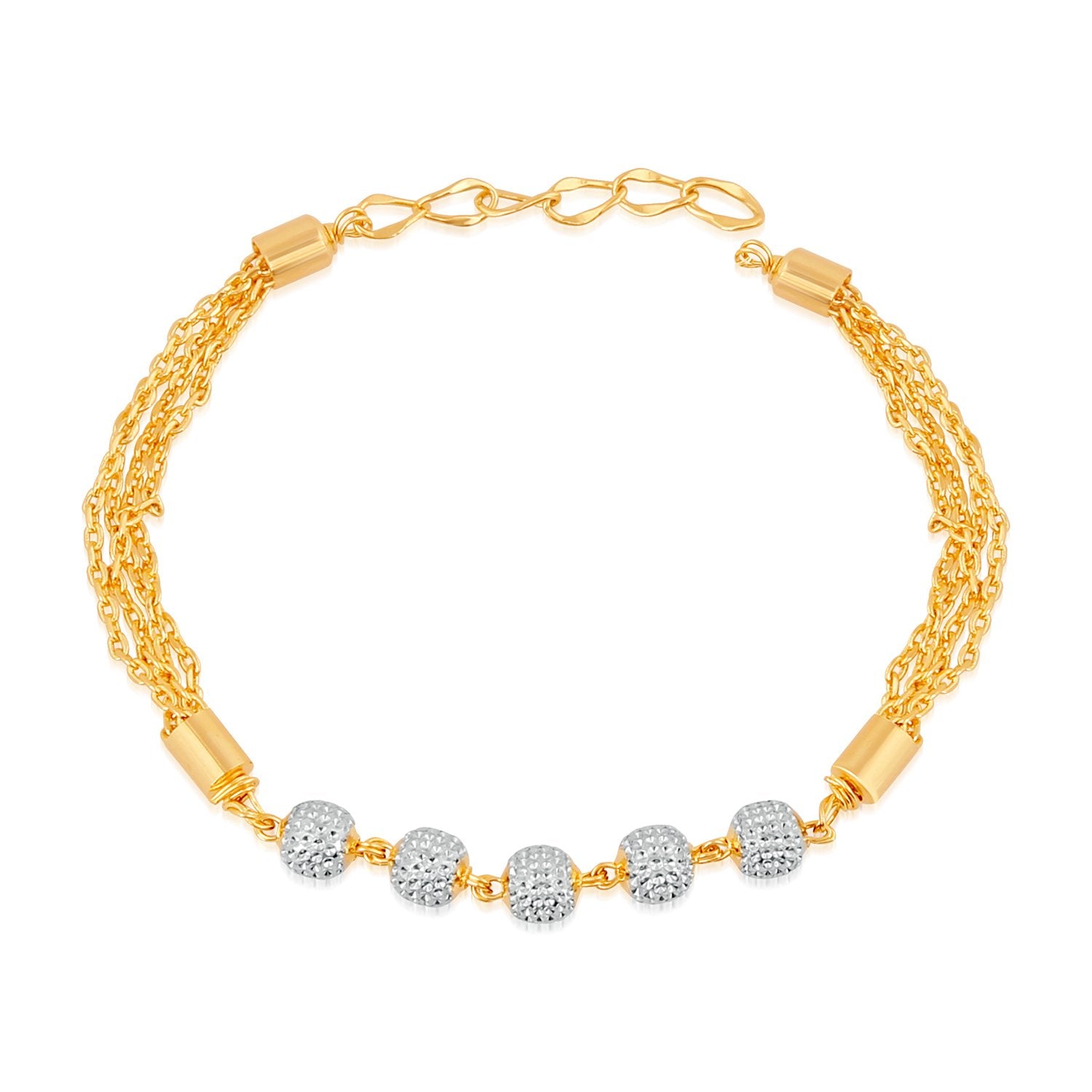 Mahi Gold Plated Sparkling white crystals adjustable bracelet for girls and women - BR1100369G