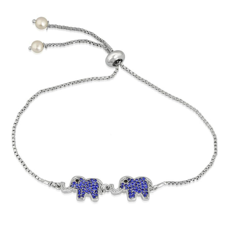 Mahi Majestic Elephant Adjustable Crystal Bracelet