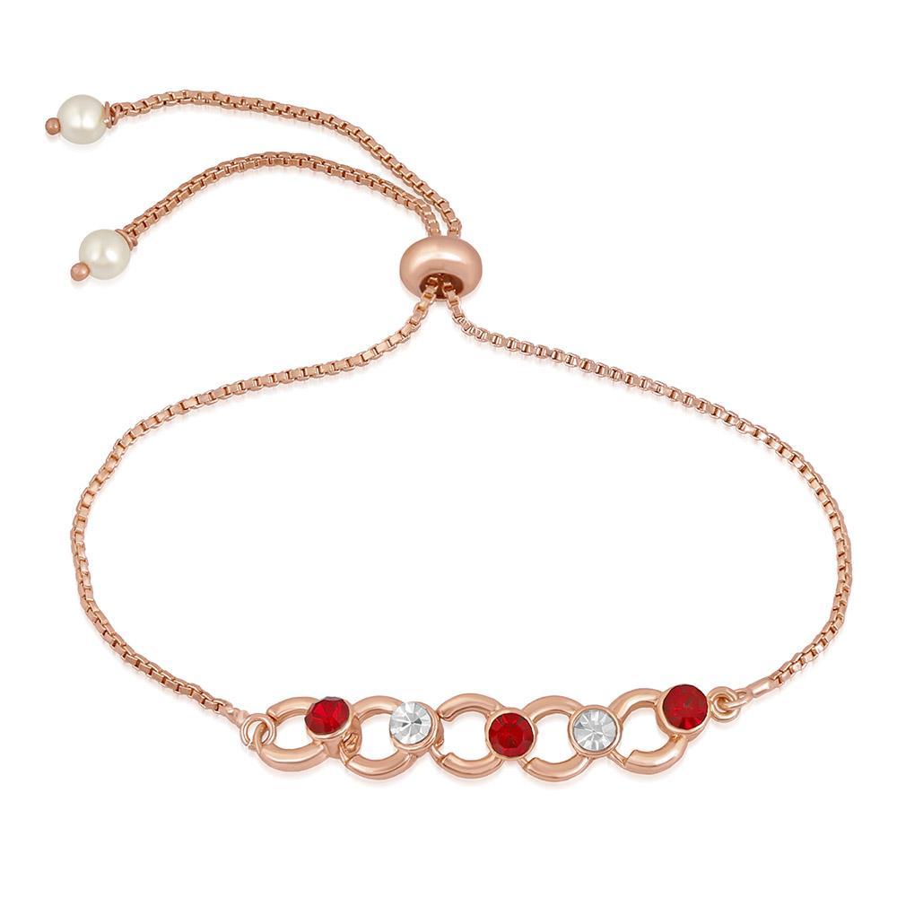 Mahi Stylish Circular Link adjustable crystal Bracelet