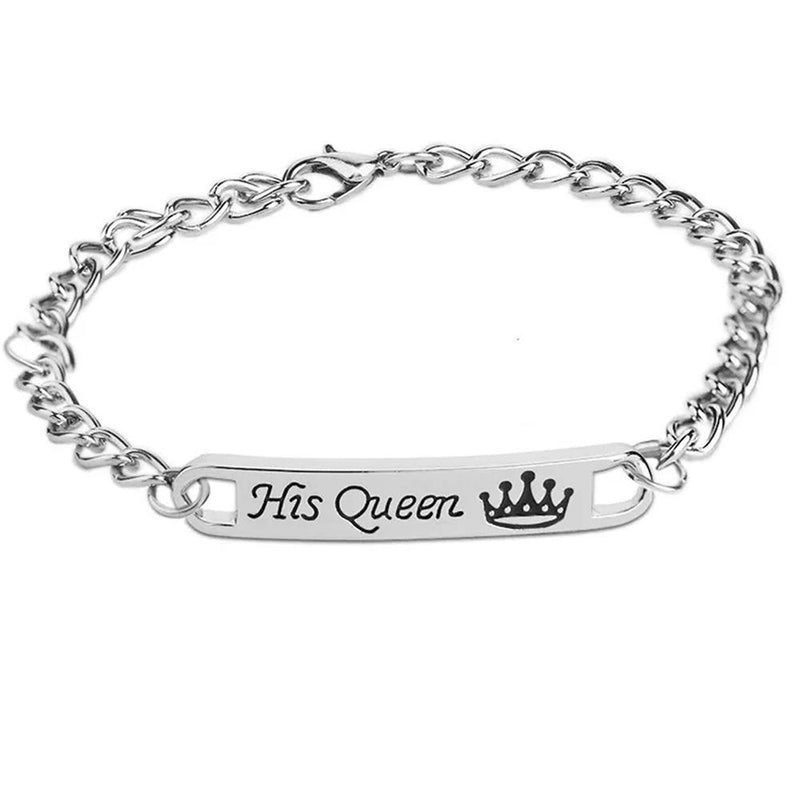 Mahi Rhodium Plated His Queen Bracelet Valentine Gift For Girls