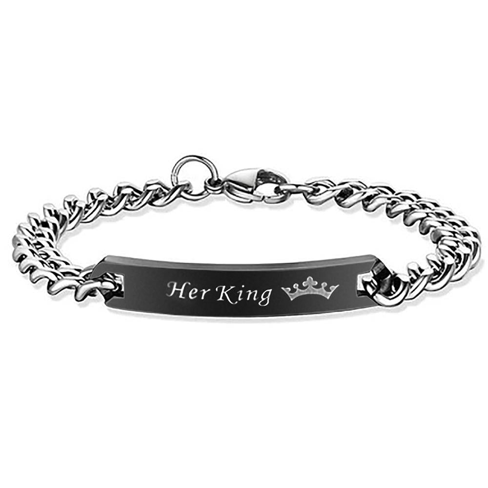 Mahi Rhodium Plated Glamorous Her King Love Bracelet