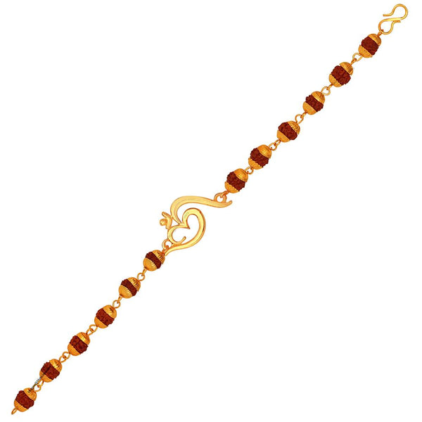 Mahi Gold Plated Divine Om Rudraksh Religious Bracelet for Men (BR1100420G)