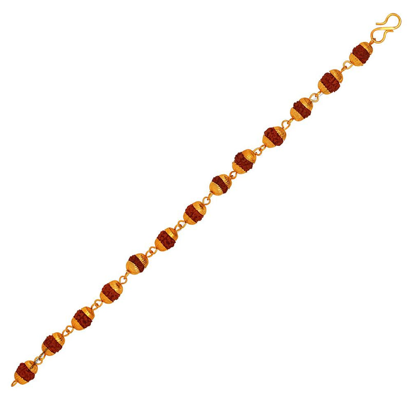 Mahi Rudraksh Bracelet with Golden Cap for Men and Women (BR1100421G)