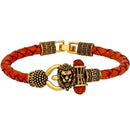 Mahi Lord Shiv Trishul Damru Narasimha Rudraksh Leather Bracelet Kada for Men (BR1100424G)
