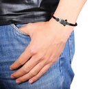 Mahi Rudraksh Lord Shiv Trishul Mahakal Damru Designer Oxidized Leather Kadas Bracelet Cuff for Men (BR1100425R)