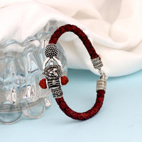 Mahi Lord Shiv Trishul Damru Narasimha Rudraksh Leather Bracelet Kada for Men (BR1100430R)