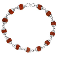 Mahi Rudraksha Bracelet with Silver Colored Cap for Men and Women (BR1100433R)