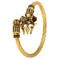 Mahi Rudraksha Bholenath Trishul Damroo Alloy Cuff Kada Bracelet for Men (BR1100434G)