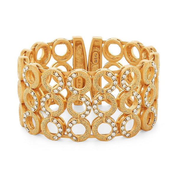 Mahi Aureole Kada Cuff Bracelet with White Crystals for Women (BR1100445G)