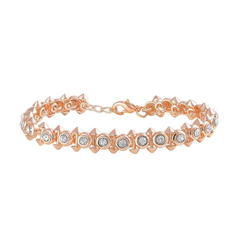 Mahi Dual Side Spikes Ethereal Solitaire Crystal Adjustable Bracelet for Women (BR1100448ZWhi)