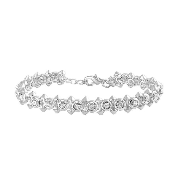 Mahi Dual Side Spikes Ethereal Solitaire Crystal Adjustable Bracelet for Women (BR1100450RWhi)