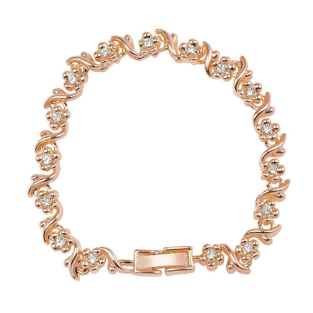 Mahi Rose Gold Plated Floral and Leaves Bracelet with Crystal for Women (BR1100455ZWhi)