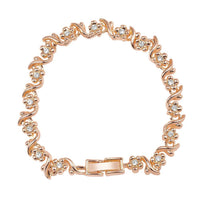 Mahi Rose Gold Plated Floral and Leaves Bracelet with Crystal for Women (BR1100455ZWhi)