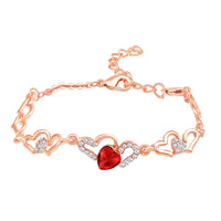 Mahi Valentine Special Lovely Red Heart Link Bracelet with Glittering Crystal stones for Girls (BR1100484ZRed)