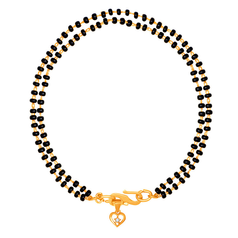 Mahi Dual Chain Heart Charm Mangalsutra Bracelet with Beads and Crystal for Women (BR1100497G)