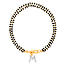 Mahi Dual Chain 'M' Alphabet Initial Mangalsutra Bracelet with Beads and Cubic Zirconia for Women (BR1100499G)