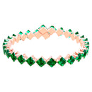 Mahi Rose Gold Plated Classic Princess Cut Green Cubic Zirconia Studed Adjustable Kada Bracelet for Women (BR1101012ZGre)