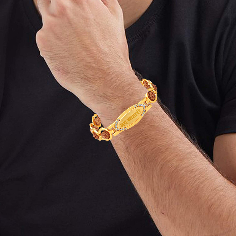 22 karat yellow gold with natural rudraksha beads handmade bracelet  fabulous vintage designer 7.5