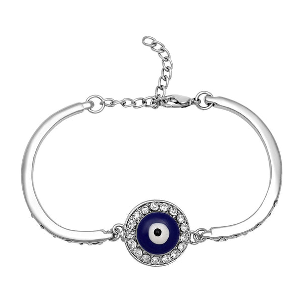 Mahi Adorable Round Meenakari Enamel Evil Eye Adjustable Bracelet with Crystals for Women (BR1101028R)