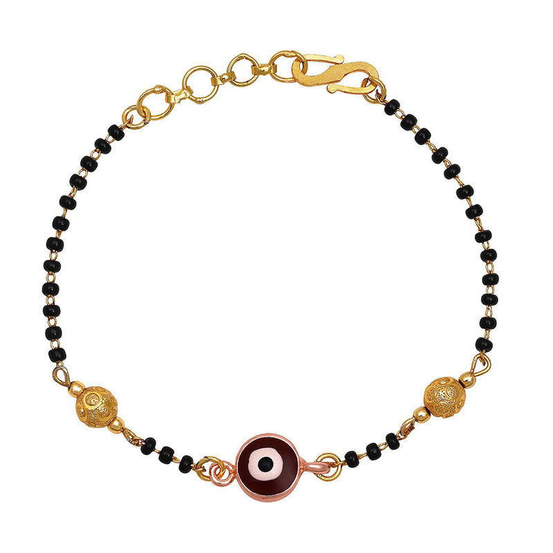 22K Gold Bracelet for Women with Cz , Ruby , Emeralds & Black Beads -  235-GBR2800 in 10.100 Grams