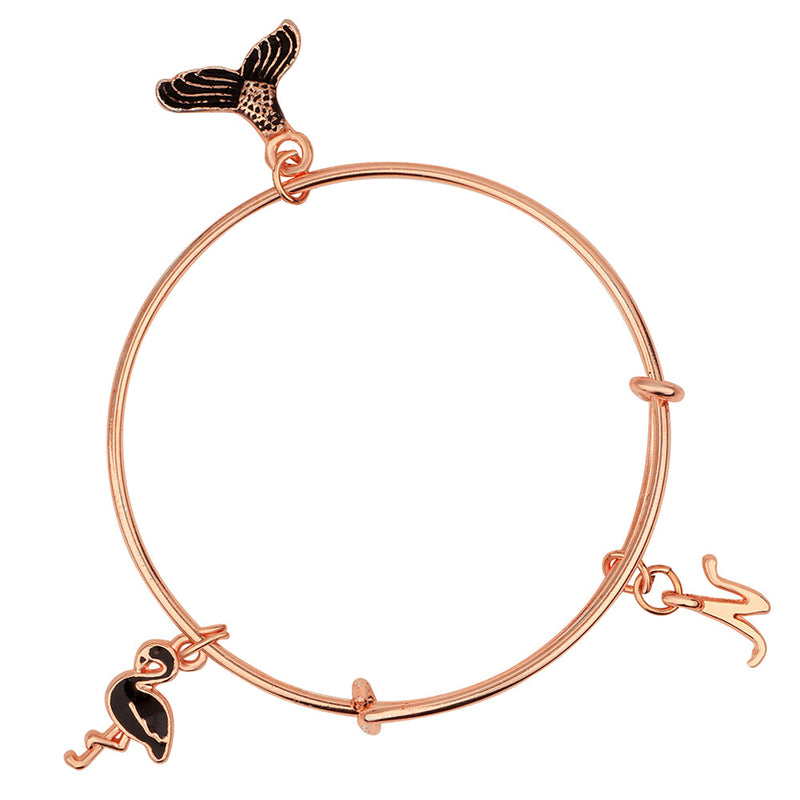 Mahi T Letter & Swan Shaped Rose Gold Plated Enamel Work Kids Bracelets for Kids(BRK1100823Z)