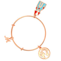 Mahi M Letter & House and  World Map Shaped Rose Gold Plated Charm Bracelet for Girls (BRK1100840Z)