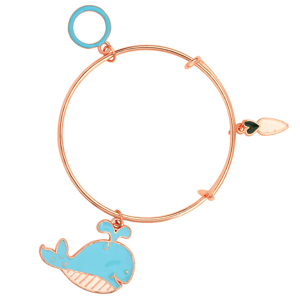 Mahi Raddish & Fish Shaped Rose Gold Plated Enamel Work Charms Bracelet for Kids (BRK1100843Z)