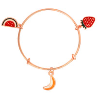 Mahi Banana, Watermelon & Strawberry Rose Gold Plated Enamel Work Charms Bracelet for Kids (BRK1100845Z)