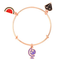 Mahi Daimond Watermelon & Earth Shapde Rose Gold Plated Enamel Work Charms Bracelet for Girls (BRK1100846Z)