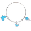 Mahi Butterfly & Fish Shaped Enamel Work Charm Bracelet with Rhodium Plated for Kids (BRK1100879R)