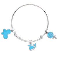 Mahi Butterfly & Fish Shaped Enamel Work Charm Bracelet with Rhodium Plated for Kids (BRK1100879R)